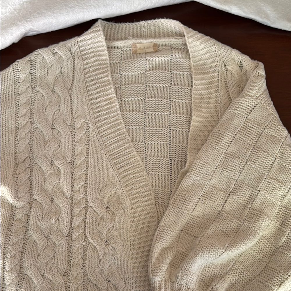 Altar’d state Elegant Cream Cable Knit cardigan Sweater size small